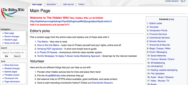 dark web hidden wiki