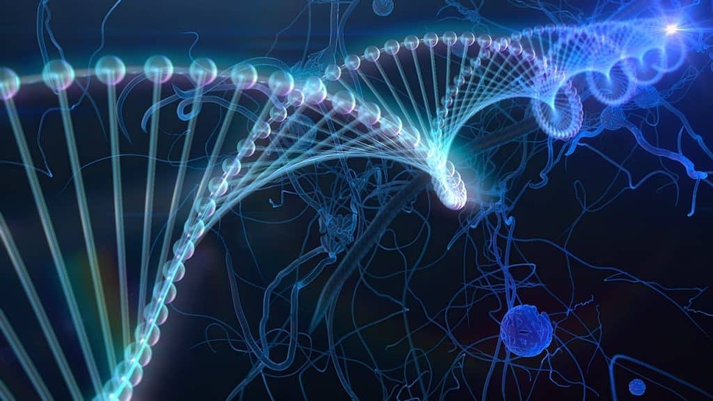 Doppia elica stilizzata che attraversa una rete neurale, a simbolo di orgoglio professionale messo alla prova dall’IA