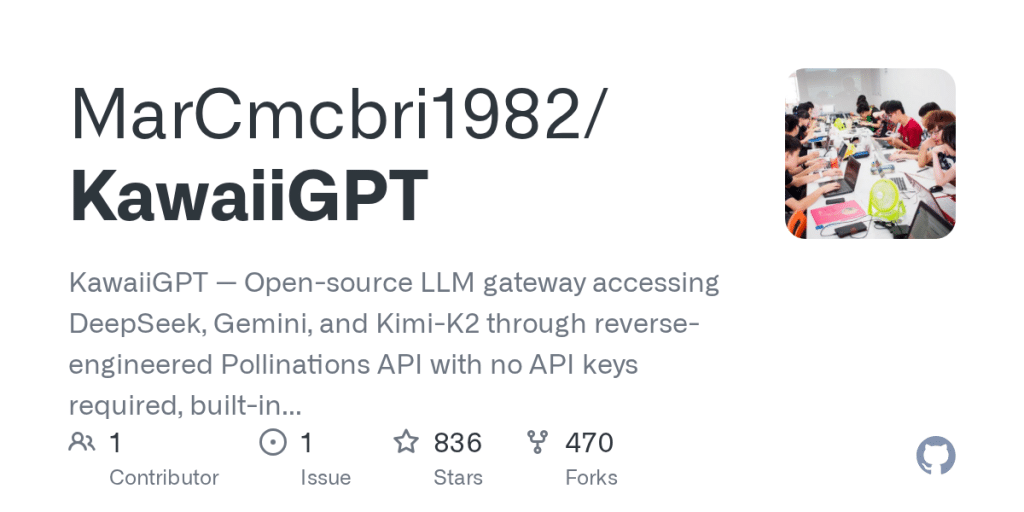 KawaiiGPT — Gateway LLM open-source che accede a DeepSeek, Gemini e Kimi-K2 tramite l'API Pollinations ottenuta tramite reverse engineering